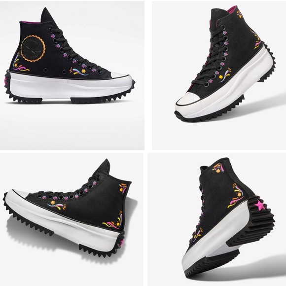 Converse Run Star Hike Day Dead High Platform Painted Embroidered NWT 13 14.5 - Picture 2 of 14